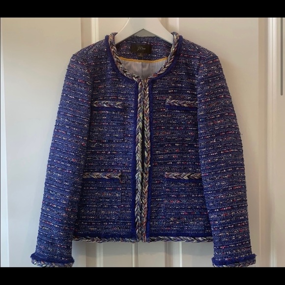 💙🌈NWT J.CREW lady jacket in blue/multi tweed - Picture 2 of 4